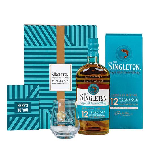 The Singleton of Dufftown 12 Year Old Single Malt Scotch Whisky 70cl in a High Quality Gift Set with Glass & Greeting Card